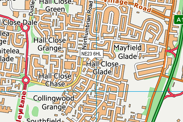 NE23 6HL map - OS VectorMap District (Ordnance Survey)