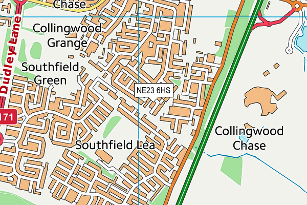 NE23 6HS map - OS VectorMap District (Ordnance Survey) NE23 6HS map - OS VectorMap District (Ordnance Survey)
