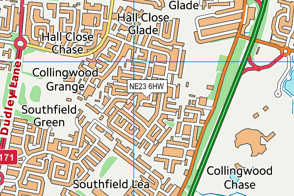 NE23 6HW map - OS VectorMap District (Ordnance Survey) NE23 6HW map - OS VectorMap District (Ordnance Survey)