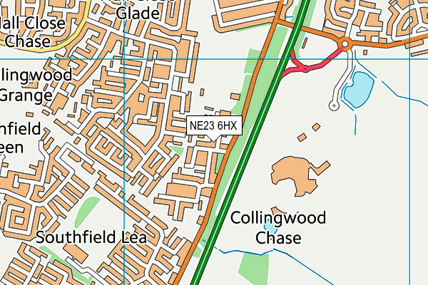 NE23 6HX map - OS VectorMap District (Ordnance Survey) NE23 6HX map - OS VectorMap District (Ordnance Survey)