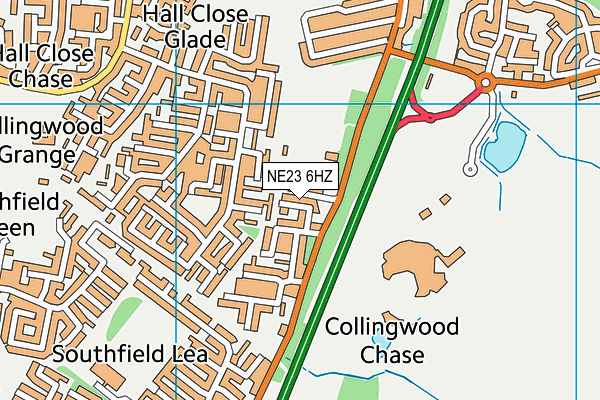 NE23 6HZ map - OS VectorMap District (Ordnance Survey)