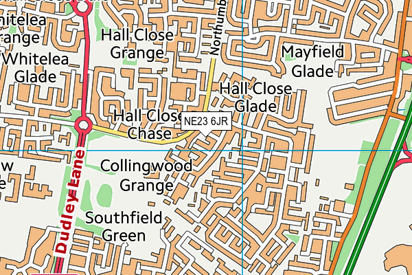 NE23 6JR map - OS VectorMap District (Ordnance Survey)