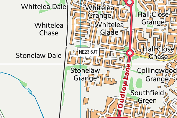 NE23 6JT map - OS VectorMap District (Ordnance Survey)