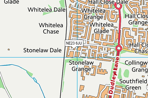 NE23 6JU map - OS VectorMap District (Ordnance Survey)