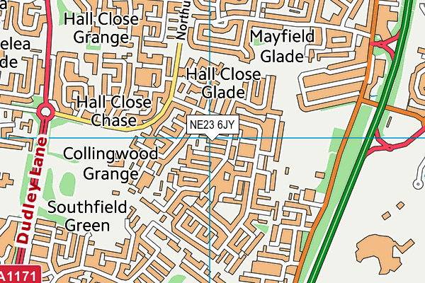 NE23 6JY map - OS VectorMap District (Ordnance Survey) NE23 6JY map - OS VectorMap District (Ordnance Survey)
