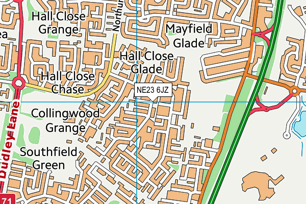NE23 6JZ map - OS VectorMap District (Ordnance Survey) NE23 6JZ map - OS VectorMap District (Ordnance Survey)