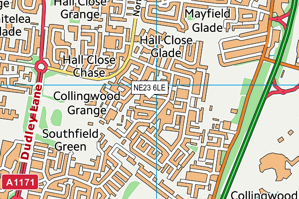 NE23 6LE map - OS VectorMap District (Ordnance Survey)
