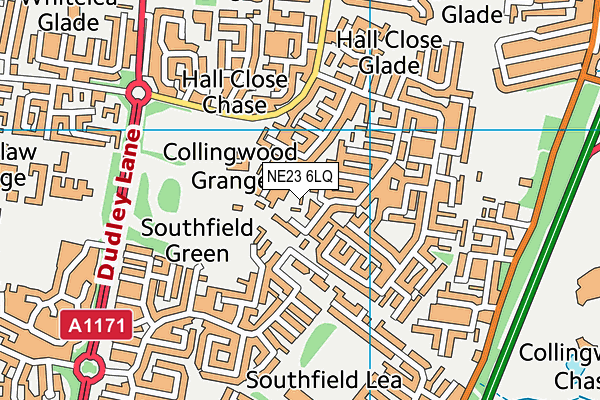 NE23 6LQ map - OS VectorMap District (Ordnance Survey) NE23 6LQ map - OS VectorMap District (Ordnance Survey)