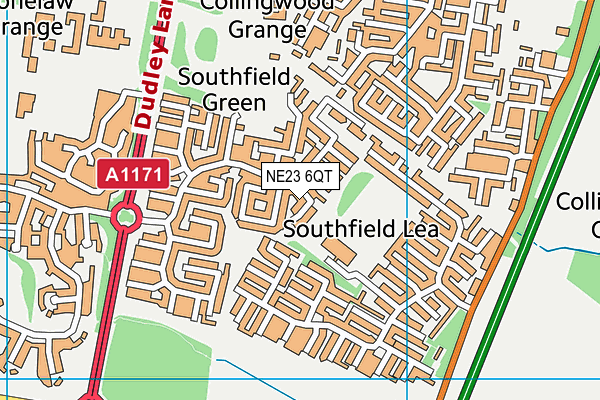 NE23 6QT map - OS VectorMap District (Ordnance Survey)
