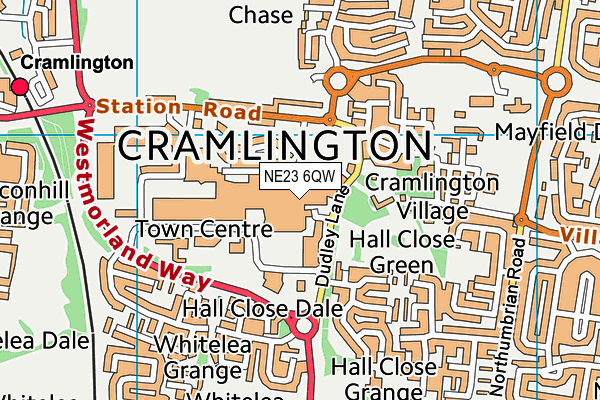 NE23 6QW map - OS VectorMap District (Ordnance Survey)