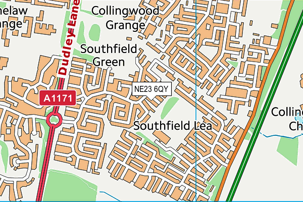 NE23 6QY map - OS VectorMap District (Ordnance Survey) NE23 6QY map - OS VectorMap District (Ordnance Survey)