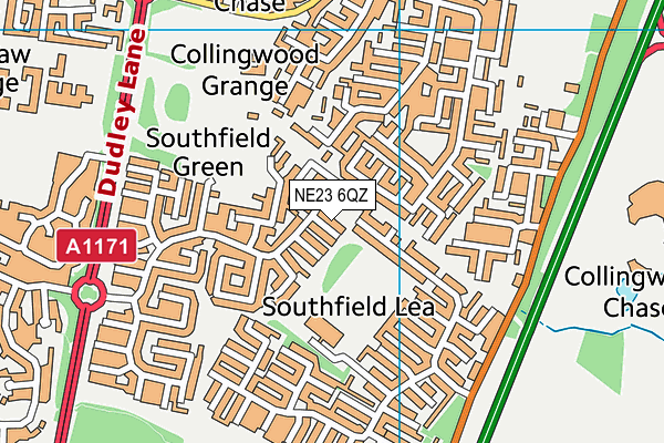 NE23 6QZ map - OS VectorMap District (Ordnance Survey)