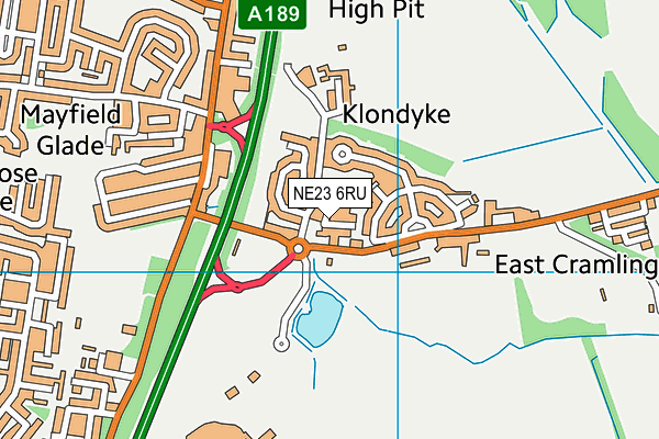 NE23 6RU map - OS VectorMap District (Ordnance Survey)