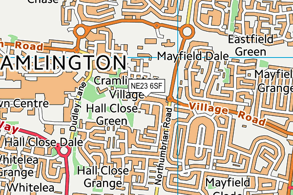 NE23 6SF map - OS VectorMap District (Ordnance Survey) NE23 6SF map - OS VectorMap District (Ordnance Survey)
