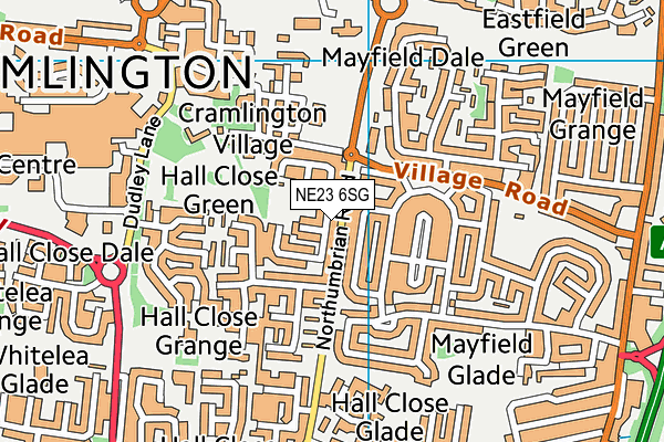 NE23 6SG map - OS VectorMap District (Ordnance Survey)