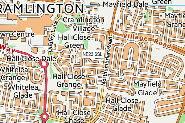 NE23 6SL map - OS VectorMap District (Ordnance Survey) NE23 6SL map - OS VectorMap District (Ordnance Survey)