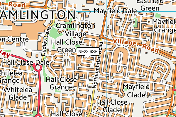 NE23 6SP map - OS VectorMap District (Ordnance Survey)