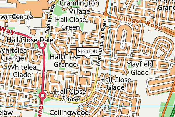 NE23 6SU map - OS VectorMap District (Ordnance Survey) NE23 6SU map - OS VectorMap District (Ordnance Survey)