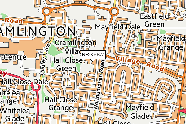 NE23 6SW map - OS VectorMap District (Ordnance Survey) NE23 6SW map - OS VectorMap District (Ordnance Survey)