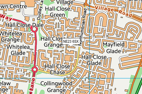 NE23 6SX map - OS VectorMap District (Ordnance Survey) NE23 6SX map - OS VectorMap District (Ordnance Survey)