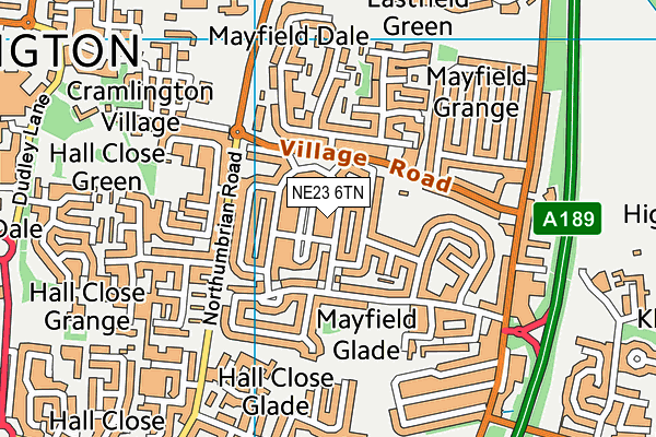 NE23 6TN map - OS VectorMap District (Ordnance Survey) NE23 6TN map - OS VectorMap District (Ordnance Survey)