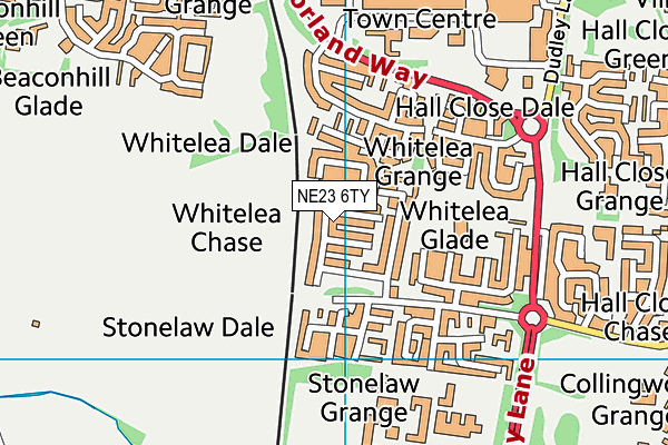 NE23 6TY map - OS VectorMap District (Ordnance Survey)