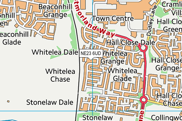 NE23 6UD map - OS VectorMap District (Ordnance Survey)