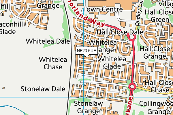 NE23 6UE map - OS VectorMap District (Ordnance Survey)