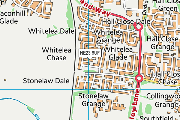 NE23 6UF map - OS VectorMap District (Ordnance Survey)