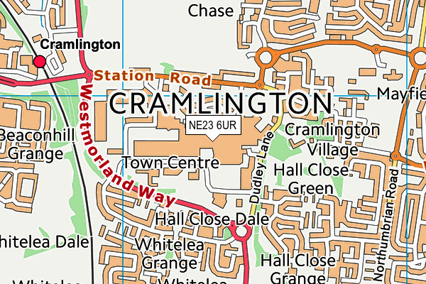 NE23 6UR map - OS VectorMap District (Ordnance Survey) NE23 6UR map - OS VectorMap District (Ordnance Survey)