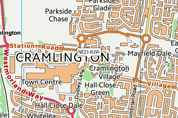 NE23 6UW map - OS VectorMap District (Ordnance Survey)