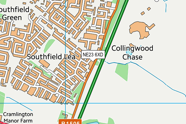 NE23 6XD map - OS VectorMap District (Ordnance Survey) NE23 6XD map - OS VectorMap District (Ordnance Survey)
