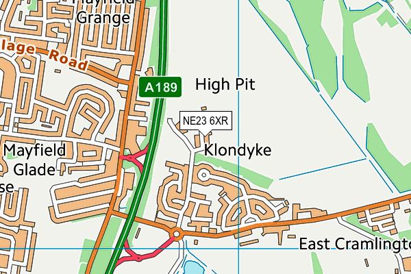 NE23 6XR map - OS VectorMap District (Ordnance Survey)