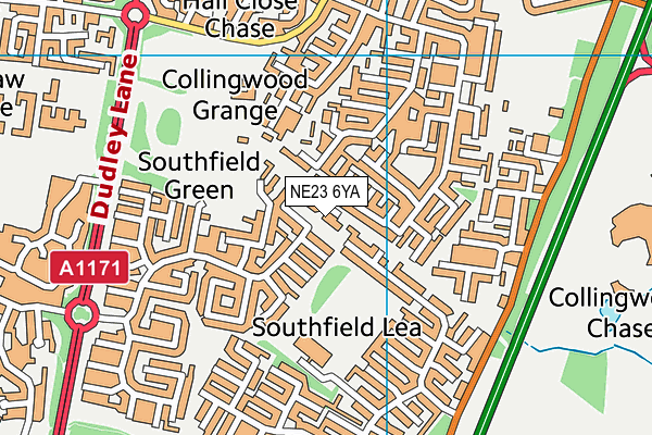NE23 6YA map - OS VectorMap District (Ordnance Survey) NE23 6YA map - OS VectorMap District (Ordnance Survey)