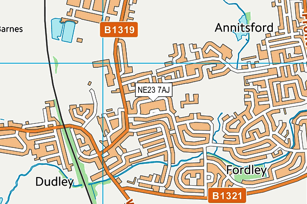 NE23 7AJ map - OS VectorMap District (Ordnance Survey) NE23 7AJ map - OS VectorMap District (Ordnance Survey)