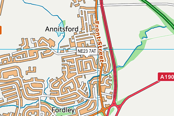 NE23 7AT map - OS VectorMap District (Ordnance Survey) NE23 7AT map - OS VectorMap District (Ordnance Survey)