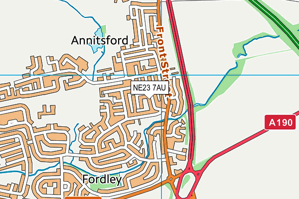 NE23 7AU map - OS VectorMap District (Ordnance Survey) NE23 7AU map - OS VectorMap District (Ordnance Survey)