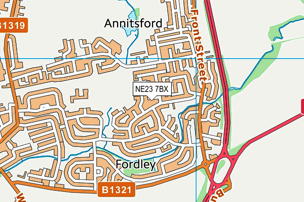 NE23 7BX map - OS VectorMap District (Ordnance Survey) NE23 7BX map - OS VectorMap District (Ordnance Survey)