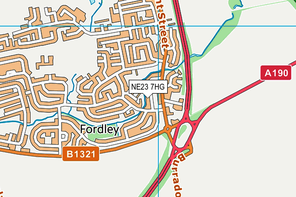NE23 7HG map - OS VectorMap District (Ordnance Survey) NE23 7HG map - OS VectorMap District (Ordnance Survey)