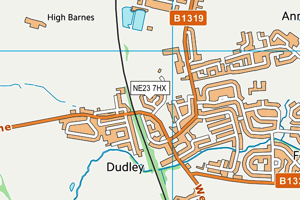 NE23 7HX map - OS VectorMap District (Ordnance Survey)