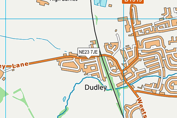 NE23 7JE map - OS VectorMap District (Ordnance Survey)