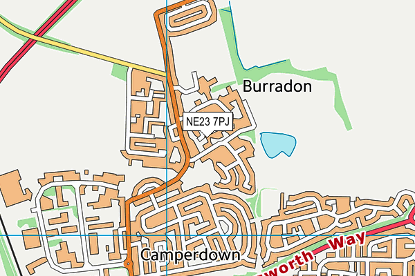 NE23 7PJ map - OS VectorMap District (Ordnance Survey) NE23 7PJ map - OS VectorMap District (Ordnance Survey)