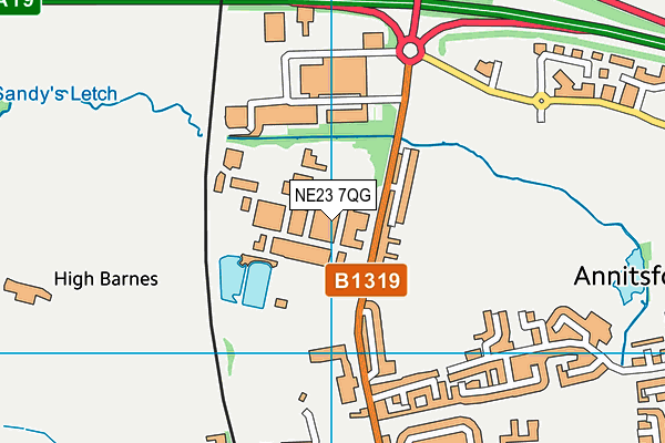 NE23 7QG map - OS VectorMap District (Ordnance Survey) NE23 7QG map - OS VectorMap District (Ordnance Survey)