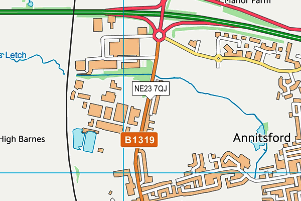 NE23 7QJ map - OS VectorMap District (Ordnance Survey) NE23 7QJ map - OS VectorMap District (Ordnance Survey)