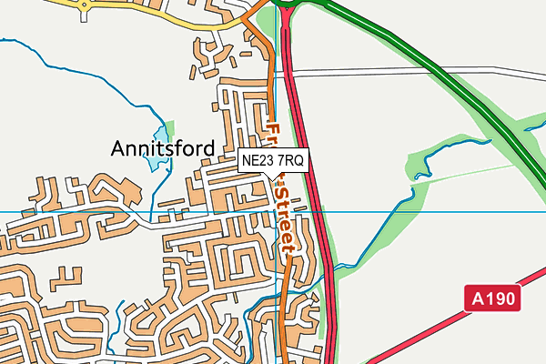 NE23 7RQ map - OS VectorMap District (Ordnance Survey)