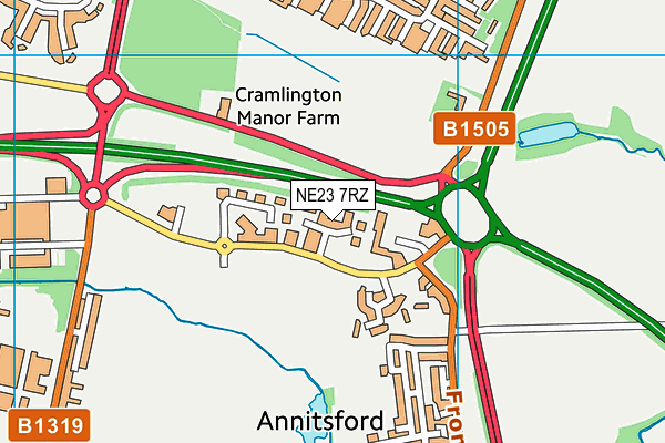 NE23 7RZ map - OS VectorMap District (Ordnance Survey) NE23 7RZ map - OS VectorMap District (Ordnance Survey)