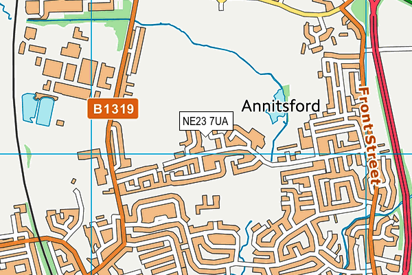 NE23 7UA map - OS VectorMap District (Ordnance Survey) NE23 7UA map - OS VectorMap District (Ordnance Survey)