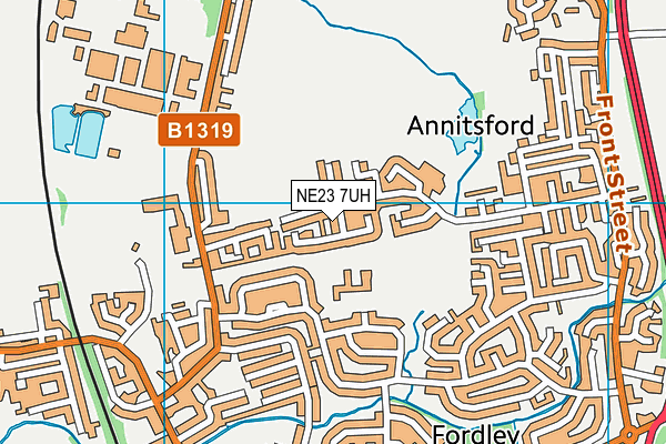 NE23 7UH map - OS VectorMap District (Ordnance Survey)