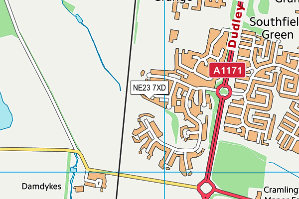 NE23 7XD map - OS VectorMap District (Ordnance Survey) NE23 7XD map - OS VectorMap District (Ordnance Survey)