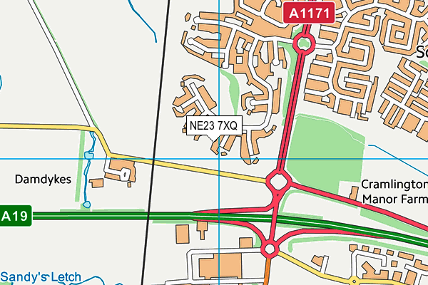 NE23 7XQ map - OS VectorMap District (Ordnance Survey)